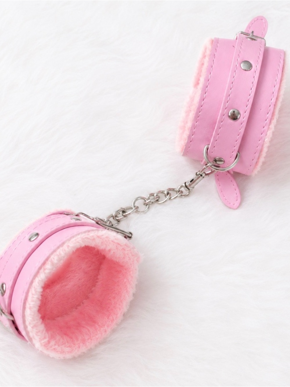 Pink Faux Leather & Plush Faux Fur Handcuffs Costume Accessory Y2K Coquette